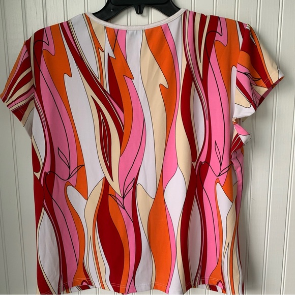 Caia (XL) Top, round neck, short sleeve; Slenderizing multi colored pattern - Picture 5 of 6